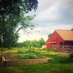 Red barn and garden where you can get Dog Sitting Union Bridge MD